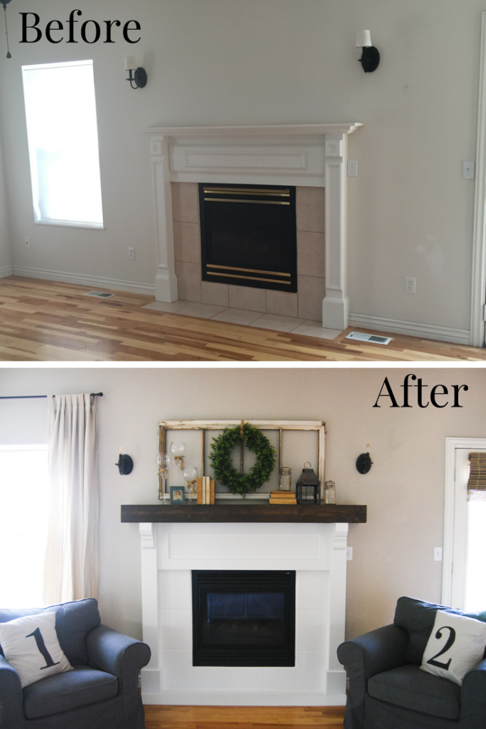 DIY Fireplace Makeover Before and After