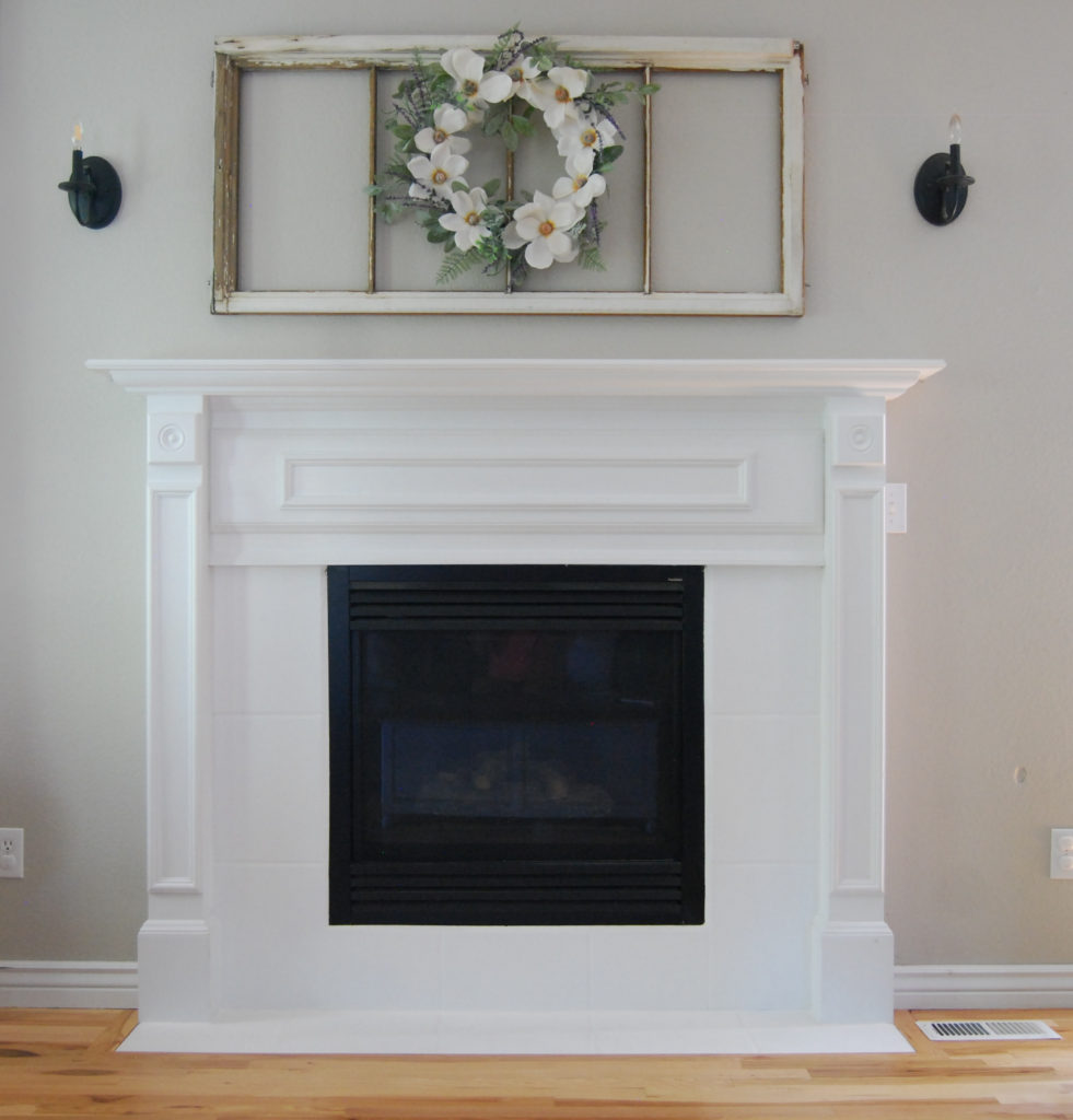 Fireplace surround after painting tile