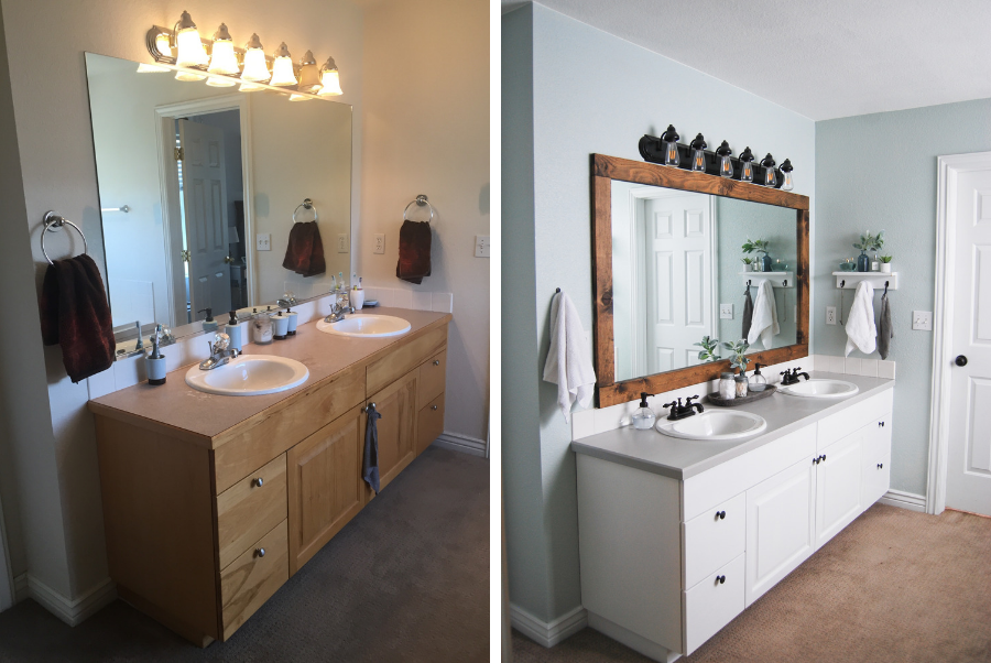 Master Bathroom Remodel vanity before and after